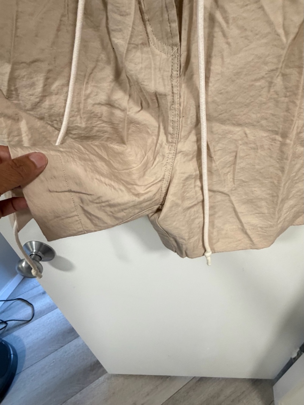 Lulu's Neutral Beige Drawstring Utility Romper - Picture 6 of 7